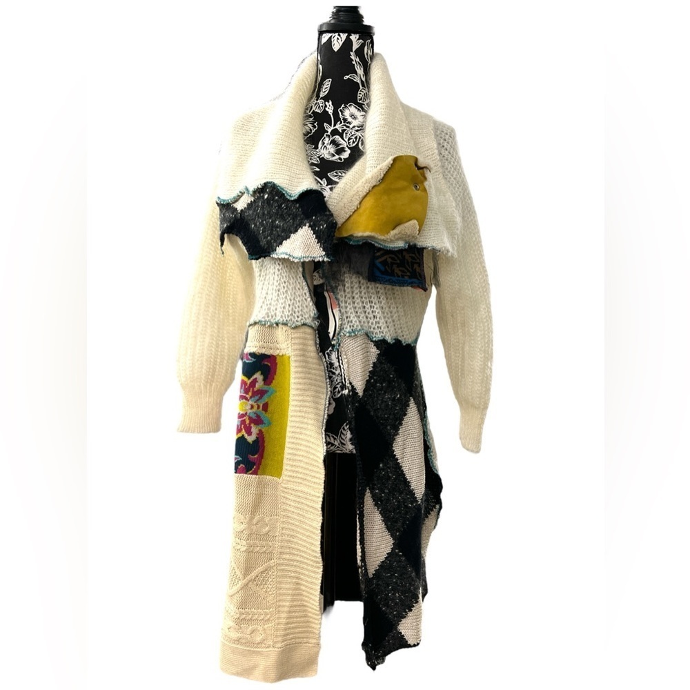 Brooklyn Cloth Patchwork Boho Cardigan Sweater Whimsigoth M/L - Picture 3 of 11
